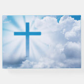 愛する記憶の青いクリスチャン十字白い雲 ゲストブック (裏面)