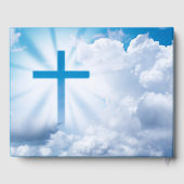 愛する記憶の青いクリスチャン十字白い雲 ゲストブック (裏面)