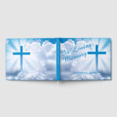 愛する記憶の青いクリスチャン十字白い雲 ゲストブック (全面)