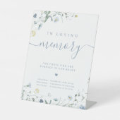 愛する記憶の青いワイルドフラワースクリプト素朴 台座サイン (正面)