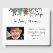 愛する記憶の青い素朴フローラ葬儀の写真 ゲストブック (正面)