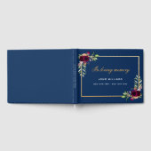 愛する記憶の青い金ゴールドフローラの記念葬儀 ゲストブック (全面)