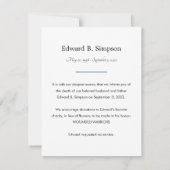 愛する記憶の青の故人の発表写真 招待状 (裏面)