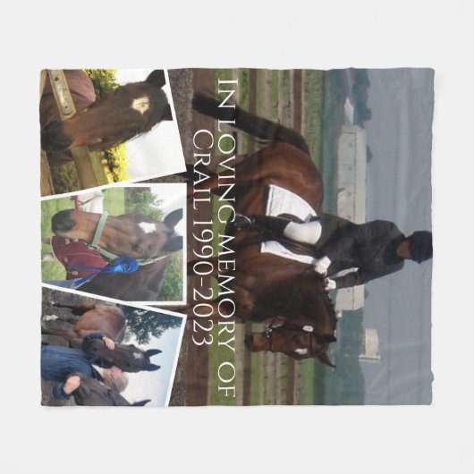 愛する記憶の馬で4つの写真コラージュ フリースブランケット (正面(横))