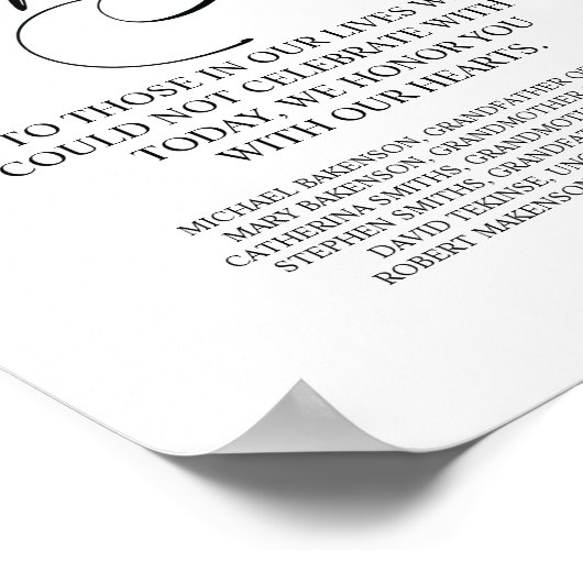 愛する記憶を胸に刻む 追悼テーブルサイン ポスター (角)