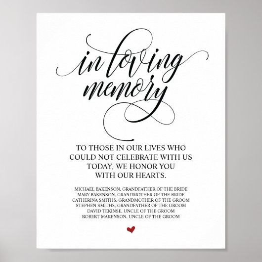 愛する記憶を胸に記念テーブルサイン ポスター (正面)