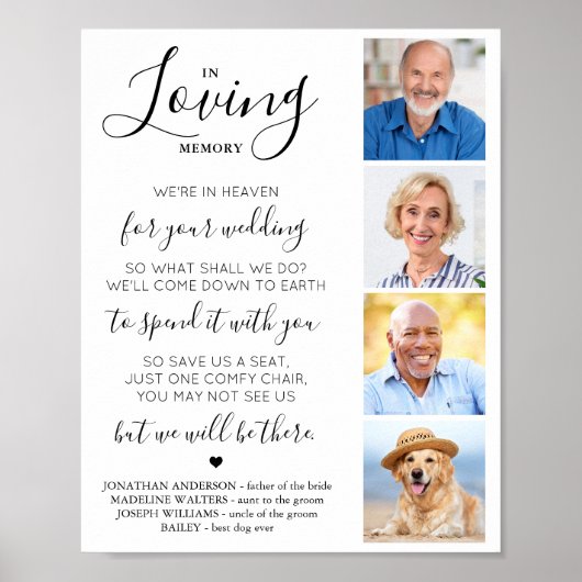 愛する記憶カスタムの中での4結婚写真の記念 ポスター (正面)