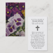 愛する記憶パンジーの花の同情カード 名刺 (正面/裏面)