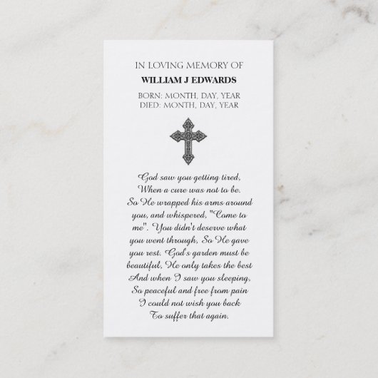 愛する記憶パンジーの花の同情カード 名刺 (裏面)