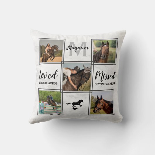 愛する記憶パーソナライズされた写真馬記念 クッション (裏面)