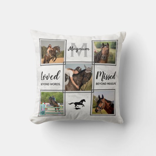 愛する記憶パーソナライズされた写真馬記念 クッション (正面)