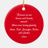 愛する記憶パーソナライズされた息子メモリアルオーナメント セラミックオーナメント (裏面)