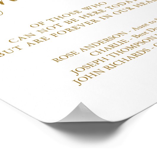 愛する記憶パーソナライズされた金ゴールド結婚の記念碑 ポスター (角)