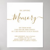 愛する記憶パーソナライズされた金ゴールド結婚の記念碑 ポスター (正面)