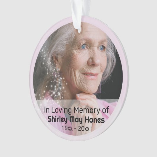 愛する記憶ピンクのスターダスト記念楕円形の写真 オーナメント (正面)