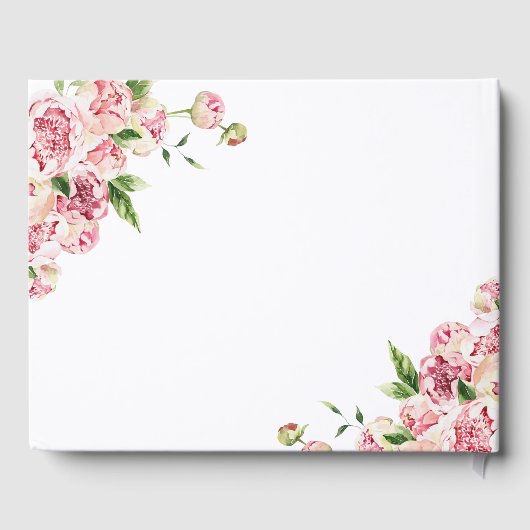 愛する記憶ピンクの花と緑の葬儀 ゲストブック (裏面)