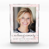 愛する記憶ピンク大理石のメモリアル写真ブロック フォトブロック (正面)