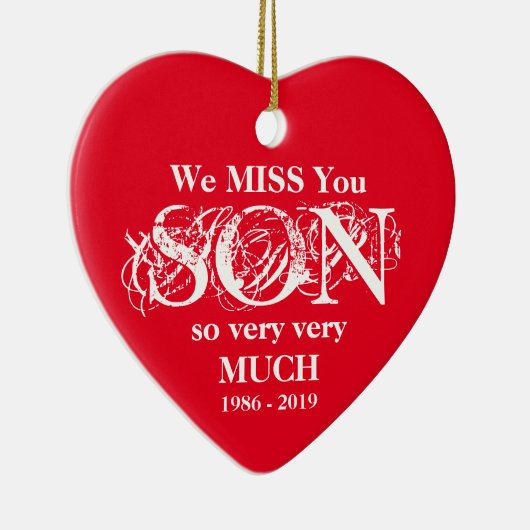 愛する記憶息子パーソナライズされたクリスマスオーナメント セラミックオーナメント (右)