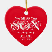愛する記憶息子パーソナライズされたクリスマスオーナメント セラミックオーナメント (正面)
