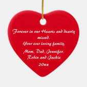 愛する記憶息子パーソナライズされたクリスマスオーナメント セラミックオーナメント (裏面)