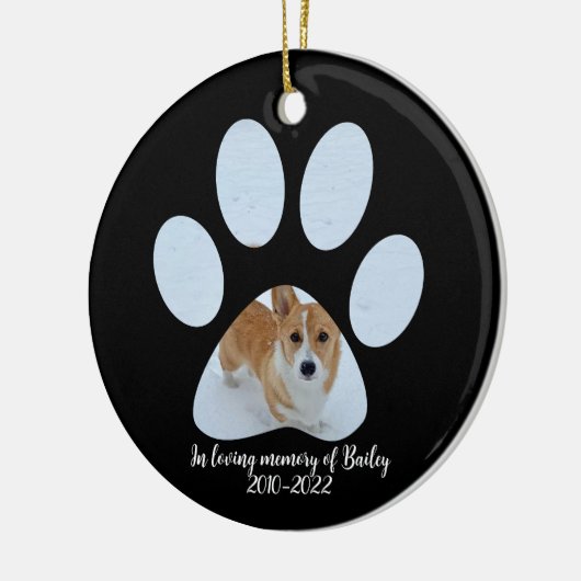 愛する記憶犬の写真ペット記念クリスマス セラミックオーナメント (左)