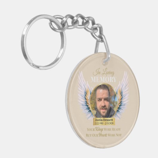 愛する記憶　あなたの翼は準備されていた　天使の写真 キーホルダー (正面左)