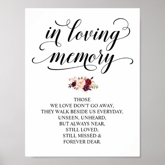 愛する記憶 ウェディングメモリアルテーブルサイン v27 ポスター (正面)