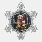 愛する記憶 | 犬の写真 ペット追悼 星 スノーフレークピューターオーナメント (正面)