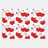 愛する赤いハートかわいいバレンタインデー ラッピングペーパーシート (正面3)