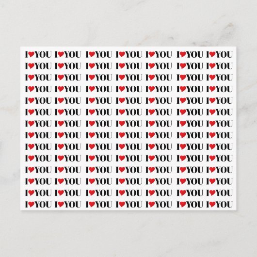 愛する赤いハートモダンタイポグラフィ ポストカード (正面)