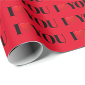 愛する赤いハートモダンタイポグラフィ ラッピングペーパー (ロールコーナー)