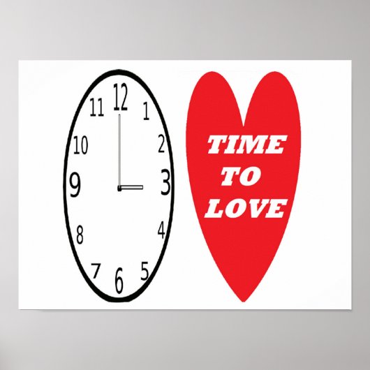 愛する赤いハート時間のポスター時計 ポスター (正面)