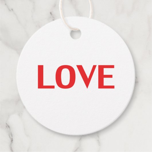 愛する赤いホワイトミニマリストのバレンタインデー フェイバータグ (正面)