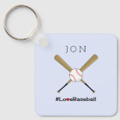 愛する野球のハッシュタグあなたのイニシャルスポーツ キーホルダー (正面)