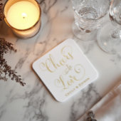 愛する金ゴールドスクリプト結婚のモノグラム スクエアペーパーコースター