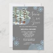 愛する銀灰色の冬の森の雪の結晶 招待状 (正面)