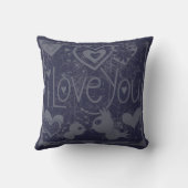 愛する青い鳥とハート枕 クッション (裏面)