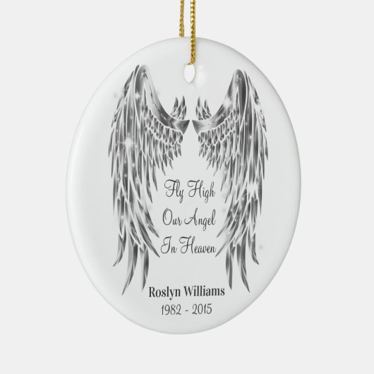 愛する1つのクリスマスのエンジェルウィングス記念損失 セラミックオーナメント (右)