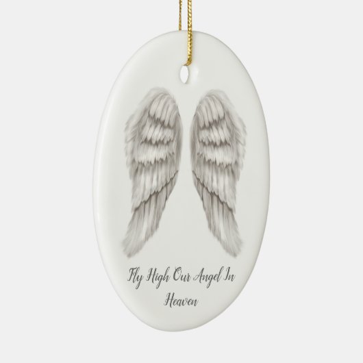 愛する1つのクリスマスのエンジェルウィングス記念損失 セラミックオーナメント (右)