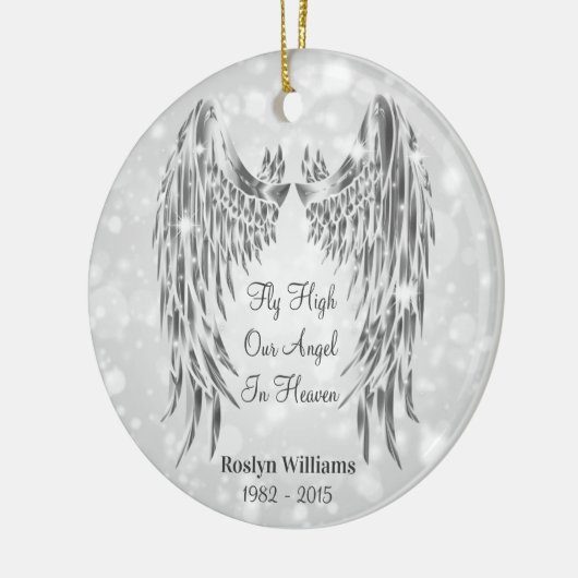 愛する1つのクリスマスのエンジェルウィングス記念損失 セラミックオーナメント (左)