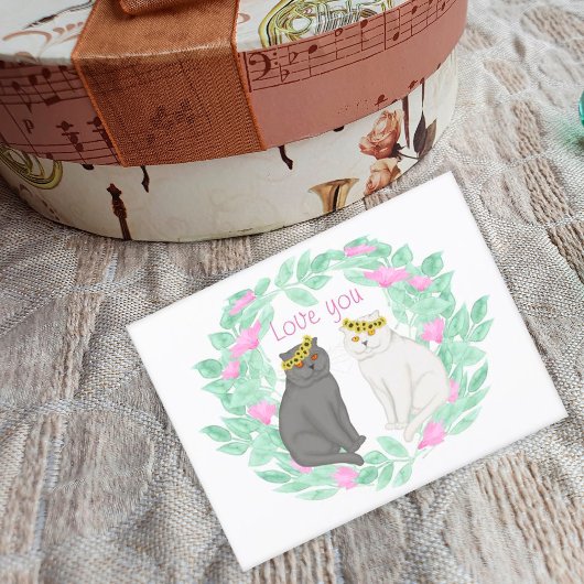 愛する2匹の猫があなたを愛する ポストカード