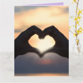 愛する"ハートの手"写真グリーティングビッグカード カード (黄色い花)