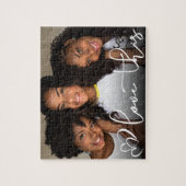 愛する |モダンスクリプトカジュアルハート写真 ジグソーパズル (縦)