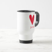 愛する |赤いハートバレンタインデー トラベルマグ (正面右)