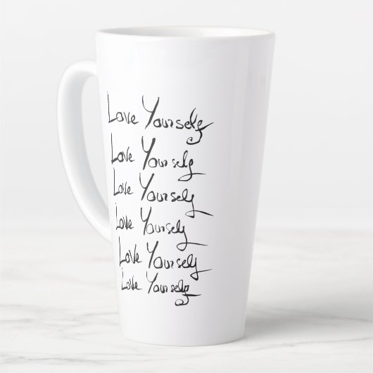 愛せよ!書やる気を起こさせる道引用文 カフェラテマグ (左アングル)