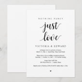 愛だけを添えて、ブラック、ふたりだけの結婚式パーティー 招待状 (正面/裏面)