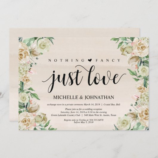 愛だけを添えて、駆け落ち式の招待状カード 招待状 (正面/裏面)