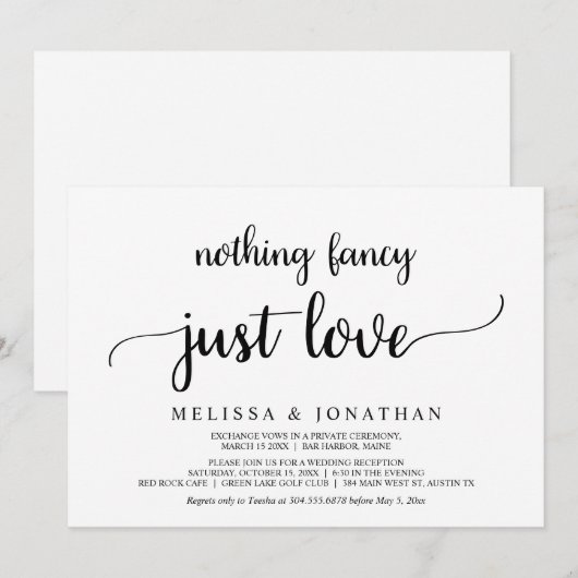 愛だけシンプルに、飾らないナチュラルスタイル 招待状 (正面/裏面)