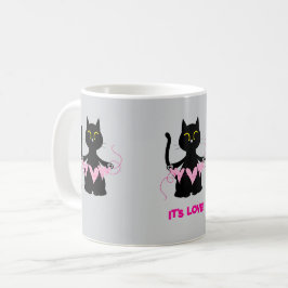 愛だ！黒おもしろい猫マグ コーヒーマグカップ
