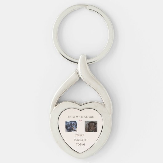 愛でいっぱいのハートをママに捧げる2匹のわんこ キーホルダー (正面)